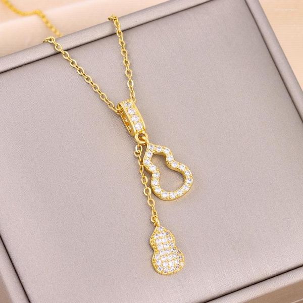 Pendentif Colliers En Doux Sexy Zircon Cristal Gland Gourde Pour Les Femmes Femelle En Acier Inoxydable Cou Chaîne Bijoux En Gros