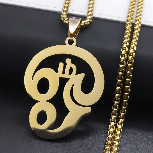 Pendentif Colliers Inde Tamil Om Symbole Collier Pour Femmes Hommes En Acier Inoxydable Or Couleur Bouddhiste Shiva Yoga Charme Bijoux N8089S01