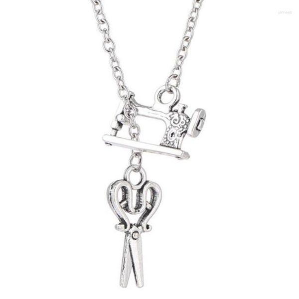 Pendentif Colliers Infinity Heart Lariat Machine à coudre Collier Vintage Goth Steampunk Ciseaux Court Long Collier Bijoux Cadeau de Fête des Mères