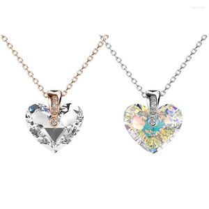 Hanger kettingen Infinity Love Heart ketting voor vrouwelijke oma jubileumkristallen van Oostenrijk zilveren goud kleur romantische sieraden
