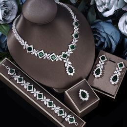 Collares colgantes ingeniosos lujo 4 unids nupcial zirconia juegos de joyas para mujeres fiesta dubai nigeria cristal boda 230506