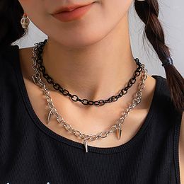 Hanger kettingen ingesight.z gotische metalen klinknagels linkketen choker voor vrouwen punk overdrijving rock kraag Halloween sieraden