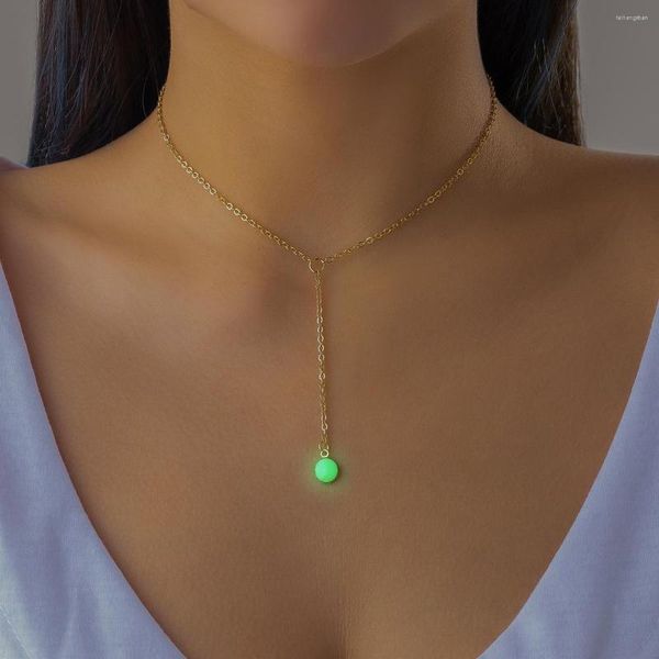 Collares colgantes IngeSight.Z, collar de cadena con borla larga luminosa Vintage para mujer, abalorio de piedra brillante a la moda, regalos en el pecho