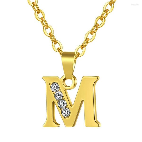 Pendentif Colliers Initiale A-Z Lettre Nom Collier Or Couleur En Acier Inoxydable Petit Alphabet Pour Femmes Bijoux Goutte