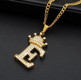 Colliers de pendentif Lettre de couronne AZ initiale pour les femmes Punk Hiphop Style 26 Alphabet Dancer Curb Chain Neckalces Condeaux de Noël 4333482