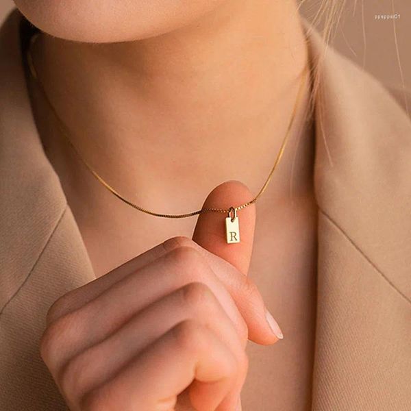 Pendentif Colliers Initiale Pour Femmes Plaqué Or Lettre A-Z Collier Nom Personnalisé Étiquette Bijoux À La Mode Cadeau De Noël