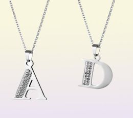 Colliers de pendentif Collier de lettre initiale AZ Crystal en acier inoxydable Alphabet Pendants Lettres Men Femmes Charme JewelryPendant486224204448