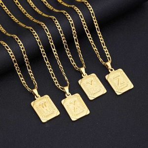 Pendentif Colliers Lettre Initiale Collier En Acier Inoxydable Chaîne Cubaine Dorée a z Alphabet Nom Bijoux pour Hommes Femmes Cadeau 230613