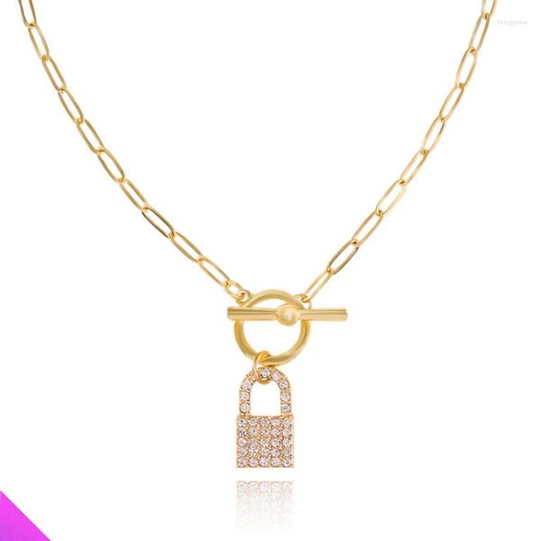 Pendentif Colliers Incrusté Cristal Boucle De Verrouillage Un Mot Collier En Métal 2023 Été Doux Mode Fille Dame Bijoux Cadeau 2 Couleurs