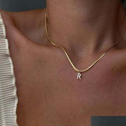 Hanger Kettingen Ingelegde Zirkoon Brief Initial Hanger Ketting Voor Vrouwen Gouden Ketting Leuke Charms Collier Alfabet Kettingen Sieraden Fr Dhcq7