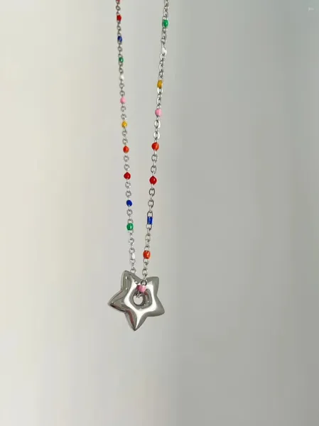 Collares colgantes Ins Geometría bohemia Y2K Color Estrella Pentagrama Collar Cadena de clavícula para mujeres Turquía Harajuku Regalo Moda étnica