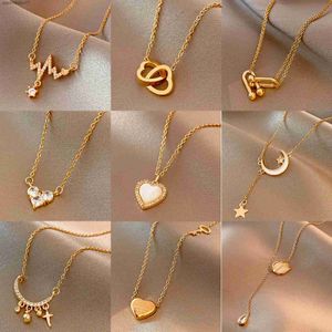 Hanger Kettingen Ins Klassiek Goud Roestvrij Stalen Ketting Dames Sieraden Beperkte Parel Kraal Hartvormige Hanger Ketting VerjaardagscadeauL2404