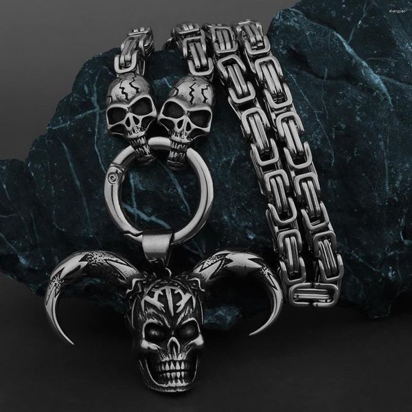 Colliers de pendentif accessoires de mode créatifs Ghost Head Chain Street Hip Hop Style Clown Skull Titanium Steel