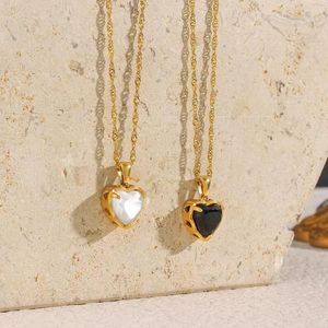 Collares pendientes Ins Moda Iight Iuxury Temperament VersatiIe JeweIry StainIess SteeI PIated 18K Heart Shaped Sweet Zircon NeckIace