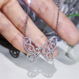 Hanger kettingen ins luxe topkwaliteit vlinder ketting voor vrouwen romantische bling kubieke zirkoon kraag delicate kolye sieraden