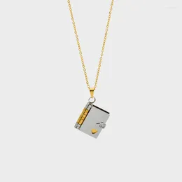 Pendentif Colliers INS Acier inoxydable Ouvert et fermé Aucune lettre Collier de livre d'amour pour les femmes imperméables bijoux de mode cadeau