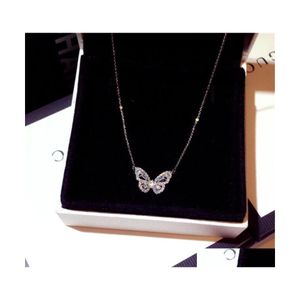 Pendentif Colliers Ins Top Vente Papillon Bijoux De Luxe 925 Sterling Sier Rode Gold Fill Pave Blanc Saphir CZ Diamant Pierres Précieuses Pa Dhihf