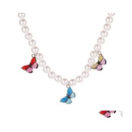 Hangende kettingen ins wind koud temperament parel ketting fantasy colorf boog kort sleutelbeen eenvoudige ketting dame mode hangers drop dhfar