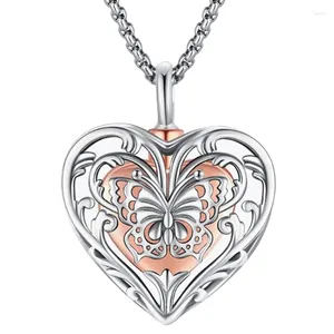 Pendentif Colliers À L'intérieur Mini Coeur Urne Bijoux Papillon Creux Crémation Médaillon Collier Pour Cendres De Proches Souvenir Animal De Compagnie Humain