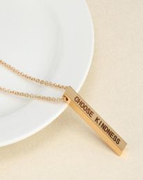 Pendentif Colliers Collier de mode inspirant Bijoux Choisissez la gentillesse Lettrage à quatre côtés en acier inoxydable militaire pour cadeau 4728704