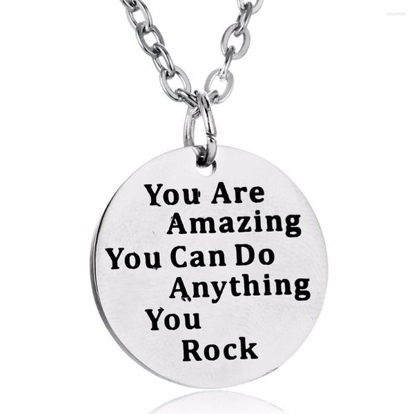 Pendentif Colliers Inspirant Vous Êtes Incroyable Peut Tout Faire Rock En Acier Inoxydable Collier Bijoux Femmes Amis Cadeau