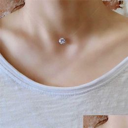 Colliers invisibles ligne de poisson collier en cristal pendentifs cou Zircon femmes clavicule chaîne dame Feminino collier livraison directe Je Otzms