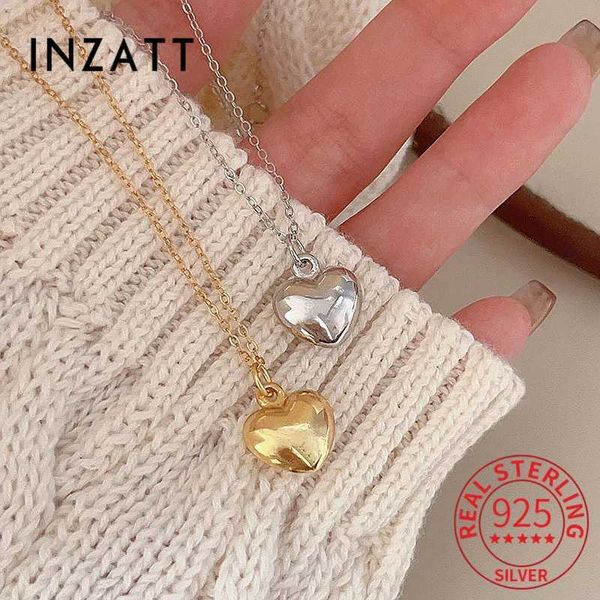 Colliers de pendentif Inzatt Real 925 Collier pendentif en or Silver Heart 18K Convient pour les bijoux exquis classiques