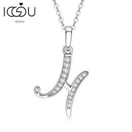 Hangertjeskettingen IOGOU D VVS1 Naamketting A-Z 26 Letter Initial Hanger Echt Zilver 925 voor Dames Meisjes Valentijnsdag Cadeau Sieraden 231020