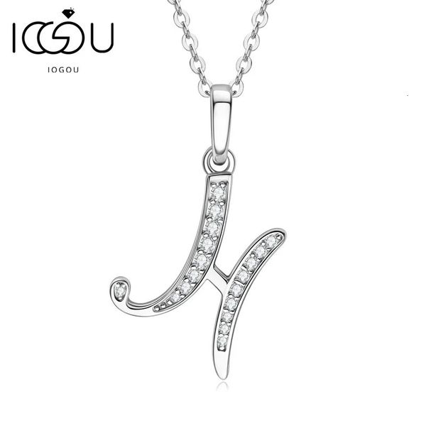 Pendentif Colliers IOGOU D VVS1 nom collier A-Z 26 lettre initiale pendentif réel argent 925 pour femmes filles saint valentin cadeau bijoux 231020