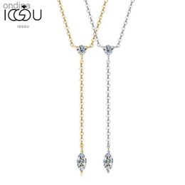 Pendant Necklaces IOGOU Moissanite colliers en forme de Y pour femmes taille Marquise 3x6mm 3mm pendentif diamant rond en argent 925 accessoires bijoux YQ240124