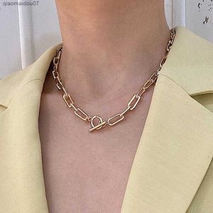 Hanger Kettingen IPARAM Dikke Ketting Toggle Sluiting Kettingen Gemengde Gekoppelde Cirkel Kettingen voor Vrouwen Minimalistische Choker Ketting Hot JewelryL2403L2403