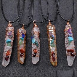 Hanger kettingen Irregar kristal pilaar ketting reiki genezing zeven chakra kralen energie hanger charmes kettingen pendu dhseller2010 dhwxv