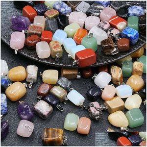 Colliers pendants Irregar Crystal Shape Colorf Jade Stone Natural Markel Collier Bijoux ACCESSOIRES MAISONS DHGARDEN DHFDA