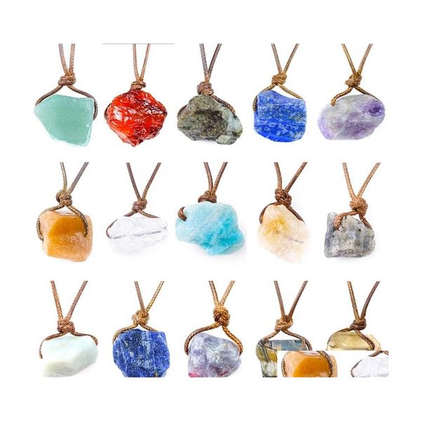 Pendentif Colliers Irregar Cristal Naturel Pierre Corde Chaîne Énergie Pour Femmes Hommes Mode Party Club Décor Bijoux 53C3 Drop Delivery P Dhx62