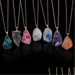 Irregar collier en pierre naturelle pierres de cristal pendentif colliers pour femmes filles mode bijoux cadeau livraison directe J Dhxxi
