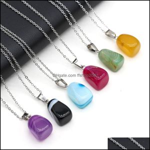 Pendentif Colliers Irregar Dépouillé Agate Reiki Guérison Cristal Énergie Pierre Quartz Mode Femmes Hommes Bijoux En Gros Drop Delivery Dhle2