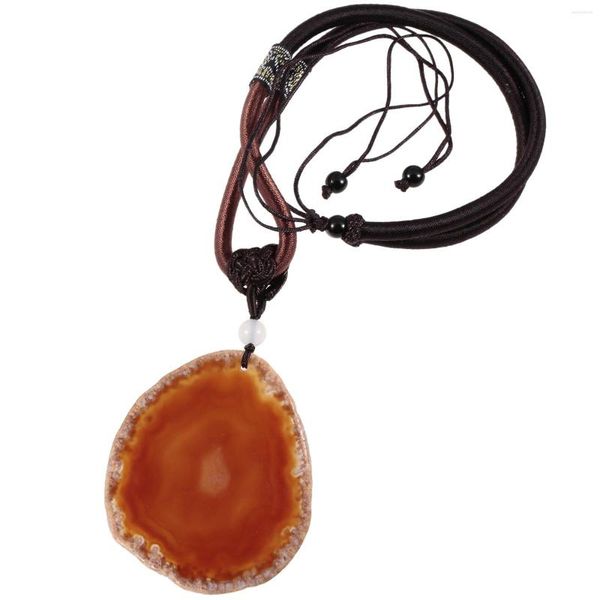 Pendentif Colliers Agate Irrégulière Tranche Collier Chanceux Amulette Guérison Pierre De Cristal Avec Cordon En Nylon Réglable Bijoux Pour Femmes Hommes