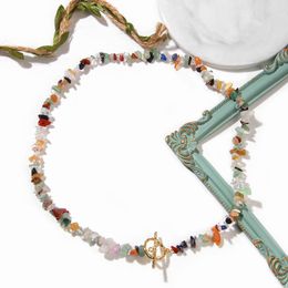 Hangende kettingen onregelmatige amazoniet kralen ketting 45 cm kleurrijke natuursteen vintage energie eenvoudige choker voor vrouwen sieraden geschenk