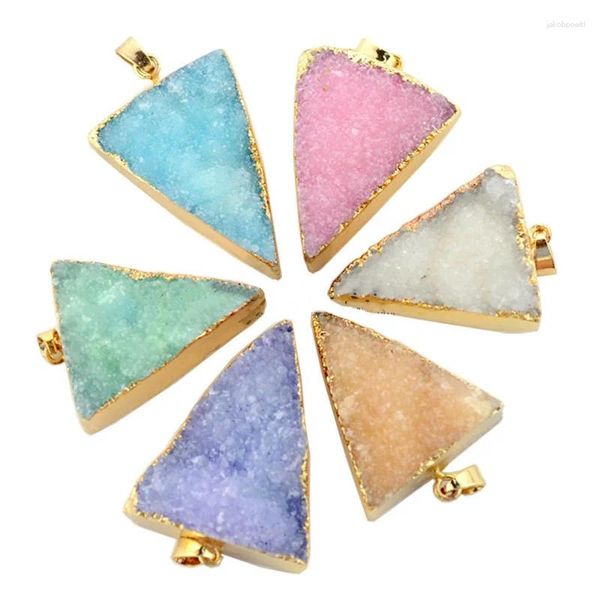 Pendentif Colliers Irrégulière Amethys Cristal Naturel Druzy Gems Triangle Pierre Pour La Fabrication De Bijoux 25 32mm