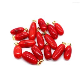 Collares pendientes colgantes de coral rojo en forma de arroz irregular amuleto de bambú de mar Natural para la fabricación de joyas collar DIY regalos de mujer