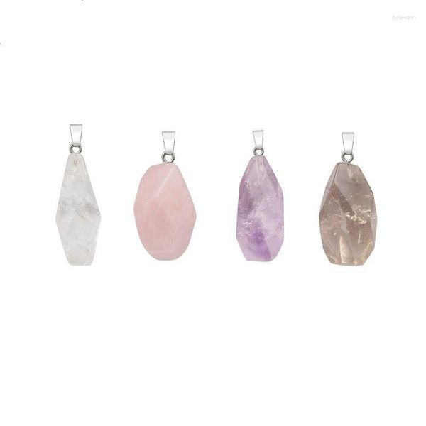 Collares con colgantes de forma Irregular, curación de Reiki, amatistas de cuarzo rosa Natural, ópalo, lapislázuli, cuentas facetadas de cristal transparente, joyería DIY