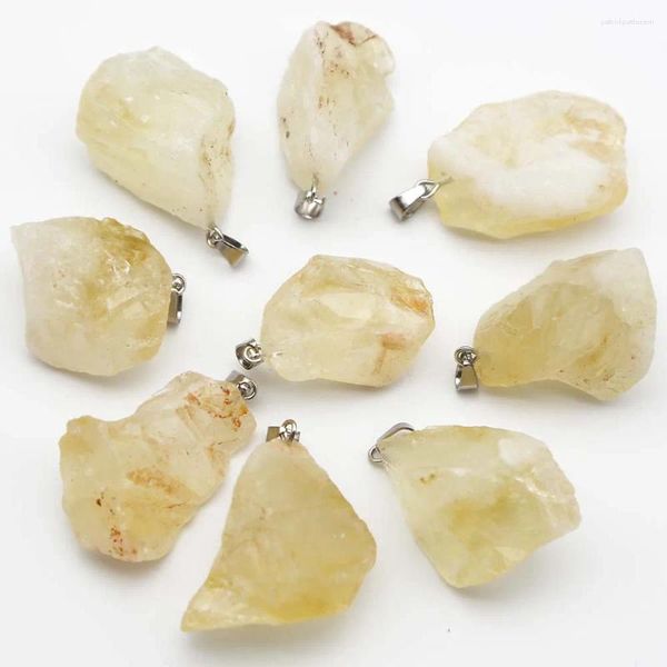 Pendentif Colliers Irrégularité Naturel Citrine Collier Brut Pierre Brute Ornement Simple Ypendant Rock Spécimen Bijoux Accessoires10Pcs