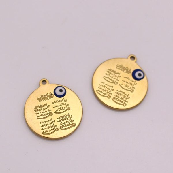 Pendentif Colliers Islam Coran Quatre Qul Suras En Acier Inoxydable Charme Musulman 2 Pcs / lotPendentif