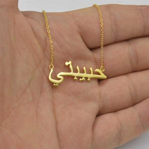 Hanger Kettingen Islamitische Sieraden Aangepaste Arabische Naam Ketting Gepersonaliseerde Roestvrij Staal Gouden Kleur Aangepaste Perzische Farsi Nam297s