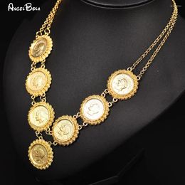 Colliers pendants Islamic Muslim Fashion Golden Coin Women Charm Collier Arabian Luxury Bijoux Lucky Party Gift Gift