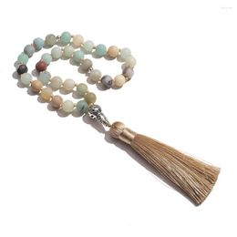 Hangende kettingen islamitische moslim tasbih gebed kralen 8mm mat Amazonite geknoopt 33 rozenkrans sieraden voor mannen en vrouwen