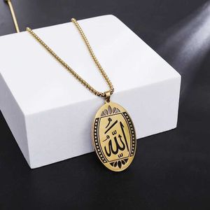 Colliers de pendentif Collier islamique en acier inoxydable pour hommes mode exquise géométrie allah collier pendentif amulet musulman cadeau y240420