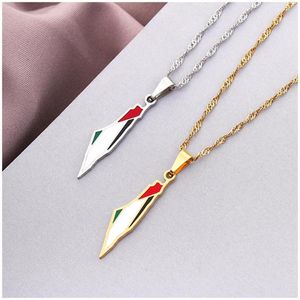 Hanger kettingen Israël palestina retro kaart ketting voor mannen vrouwen goud zilveren kleur choker sleutelbeen ketting titanium staal amulet cadeau