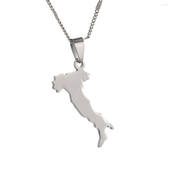 Collares colgantes Collar de mapa de italie para mujeres Men Color de oro Joyas italianas