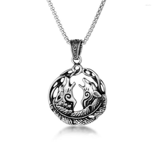 Pendentif Colliers Articles Hommes Filles En Acier Inoxydable Bijoux Couple Amour Viking Loup Collier Chaînes Femmes Unisexe